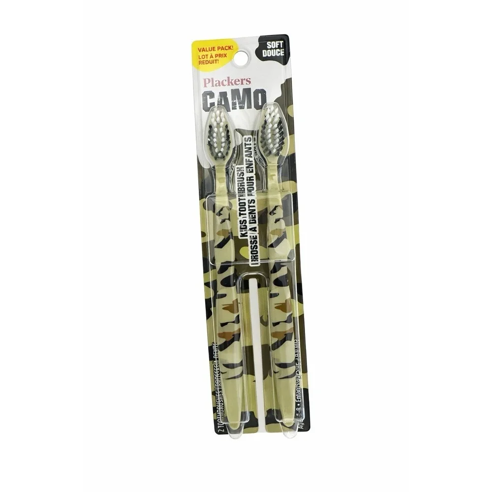 Plackers Camo Toothbrush Kids 2-pack Soft Bristles
